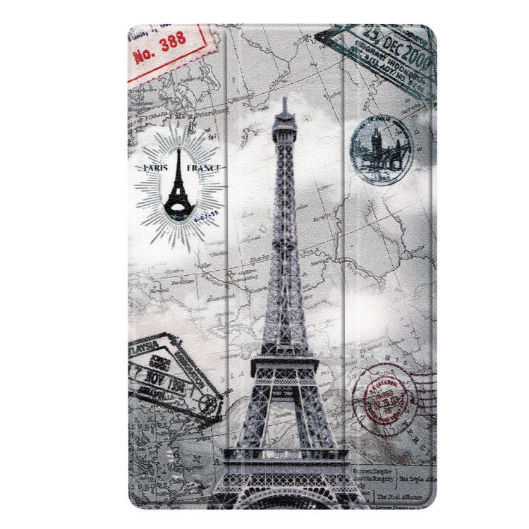Custer Texture Retro Tower Pattern Colored Drawing Horizontal Flip Leather Case for Galaxy Tab A 10.1 2019, with Three-folding Holder & Sleep / Wake-up Function