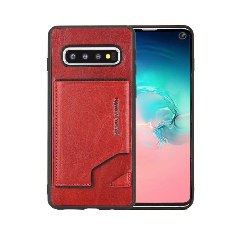 Pierre Cardin PCS-S03 Shockproof TPU + Leather Protective Case for Galaxy S10, with Holder & Card Slot