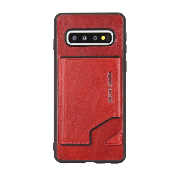 Pierre Cardin PCS-S03 Shockproof TPU + Leather Protective Case for Galaxy S10, with Holder & Card Slot