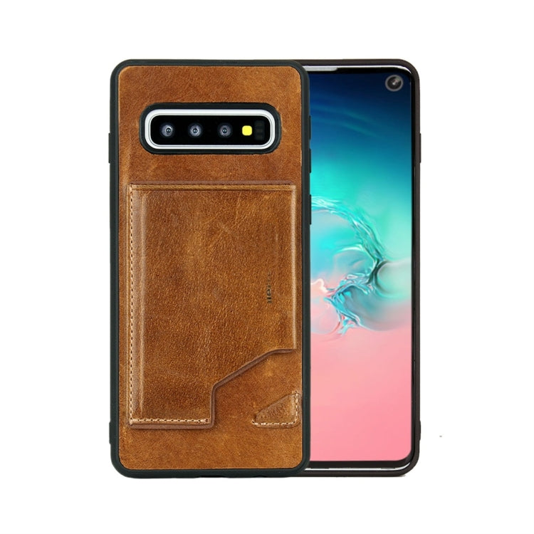 Pierre Cardin PCS-S03 Shockproof TPU + Leather Protective Case for Galaxy S10, with Holder & Card Slot