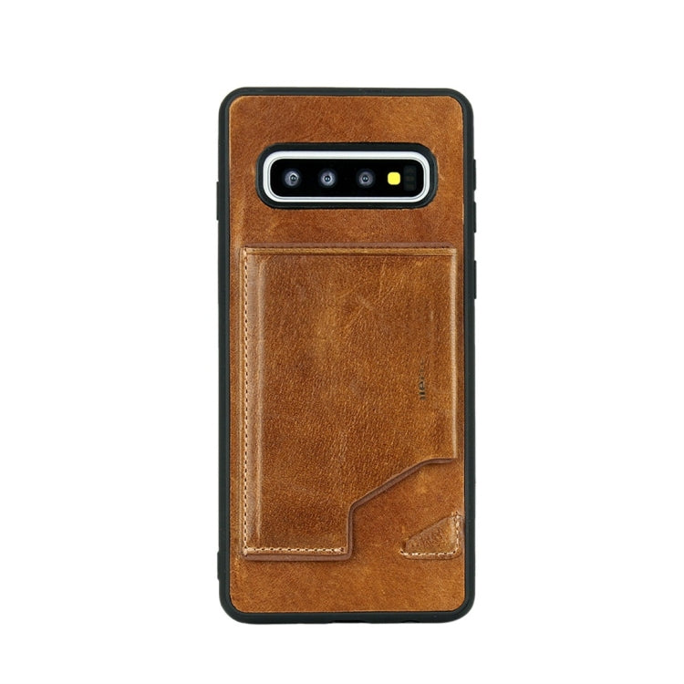 Pierre Cardin PCS-S03 Shockproof TPU + Leather Protective Case for Galaxy S10, with Holder & Card Slot