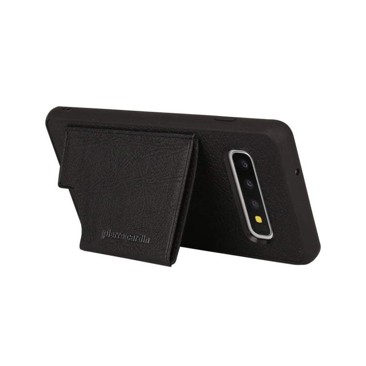 Pierre Cardin PCS-S03 Shockproof TPU + Leather Protective Case for Galaxy S10, with Holder & Card Slot