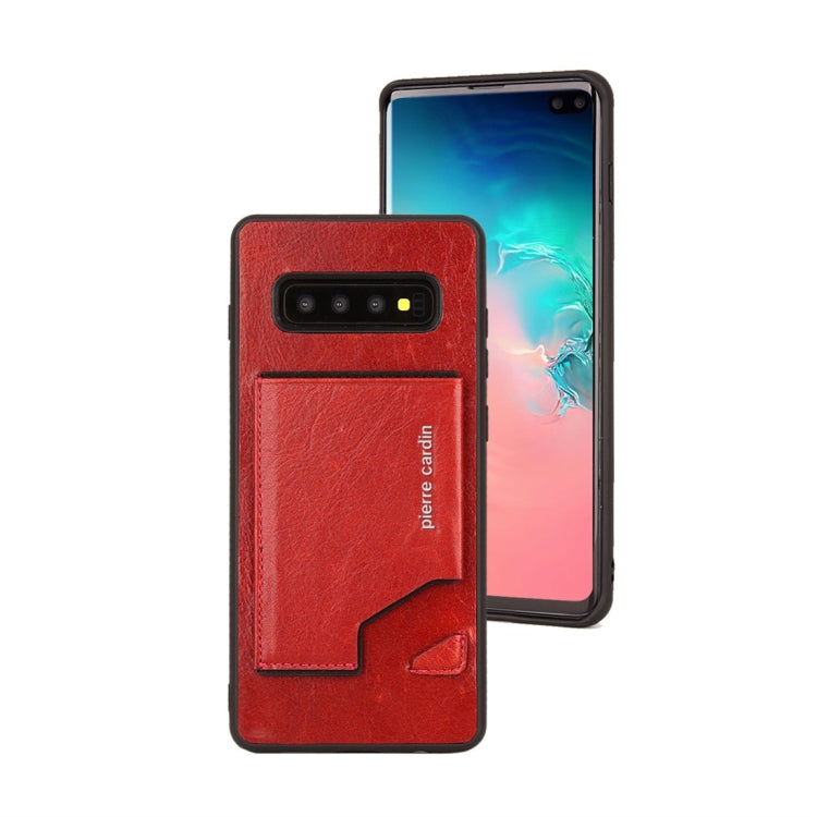 Pierre Cardin PCS-S03 Shockproof TPU + Leather Protective Case for Galaxy S10 Plus, with Holder & Card Slot