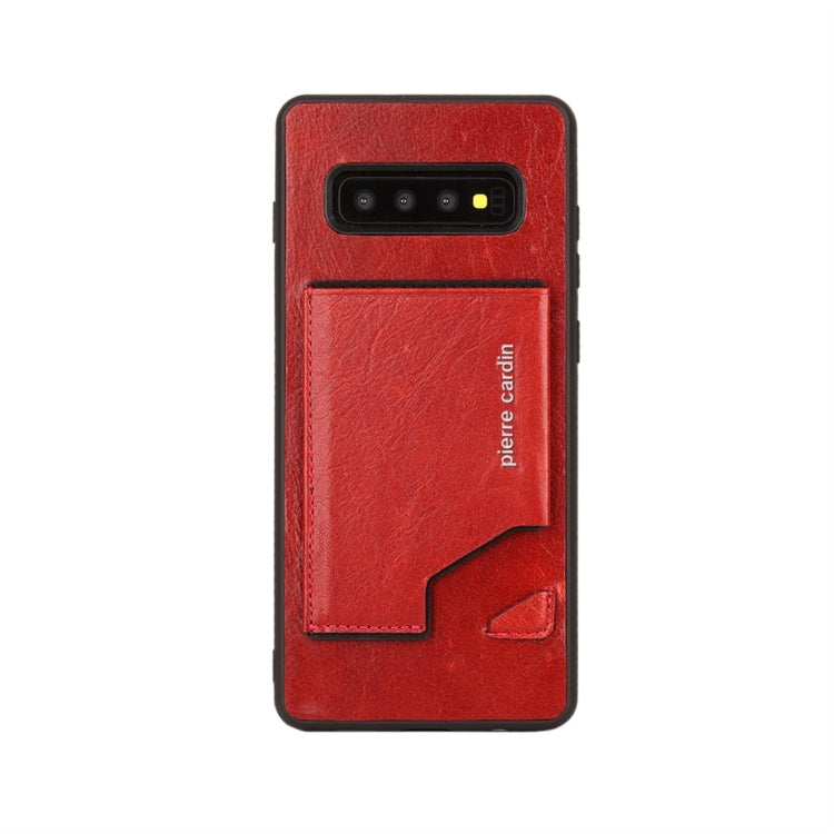 Pierre Cardin PCS-S03 Shockproof TPU + Leather Protective Case for Galaxy S10 Plus, with Holder & Card Slot