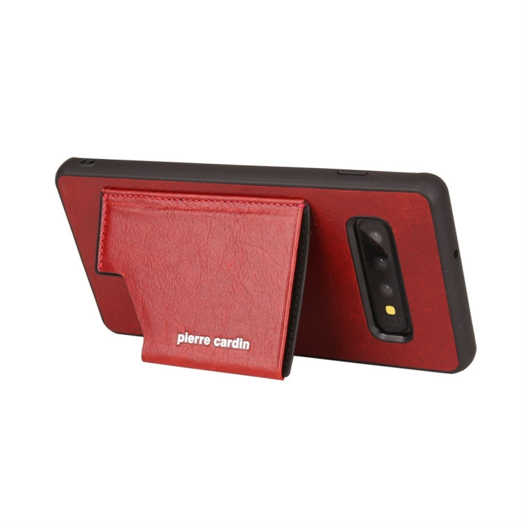 Pierre Cardin PCS-S03 Shockproof TPU + Leather Protective Case for Galaxy S10 Plus, with Holder & Card Slot