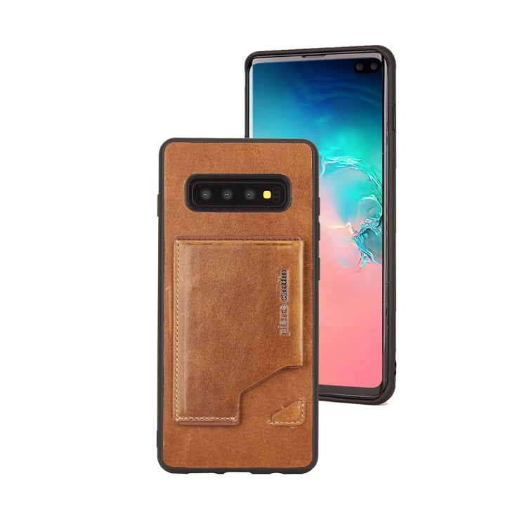 Pierre Cardin PCS-S03 Shockproof TPU + Leather Protective Case for Galaxy S10 Plus, with Holder & Card Slot