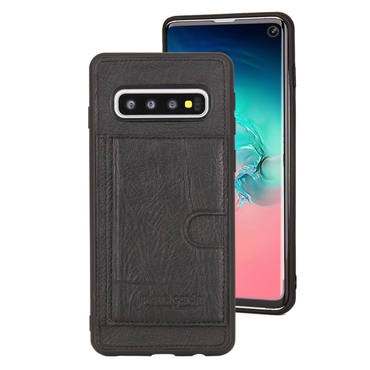 Pierre Cardin PCL-P11 Shockproof TPU + Leather Protective Case for Galaxy S10, with Holder & Card Slot