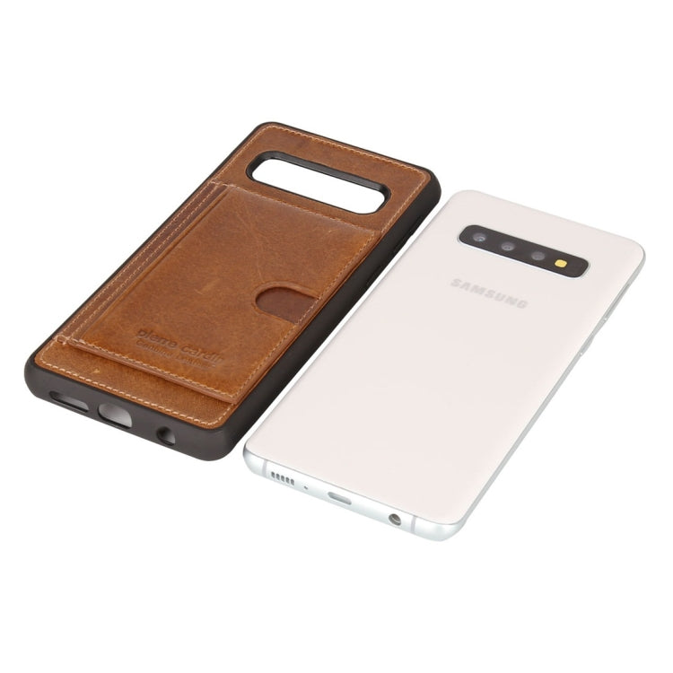 Pierre Cardin PCL-P11 Shockproof TPU + Leather Protective Case for Galaxy S10, with Holder & Card Slot