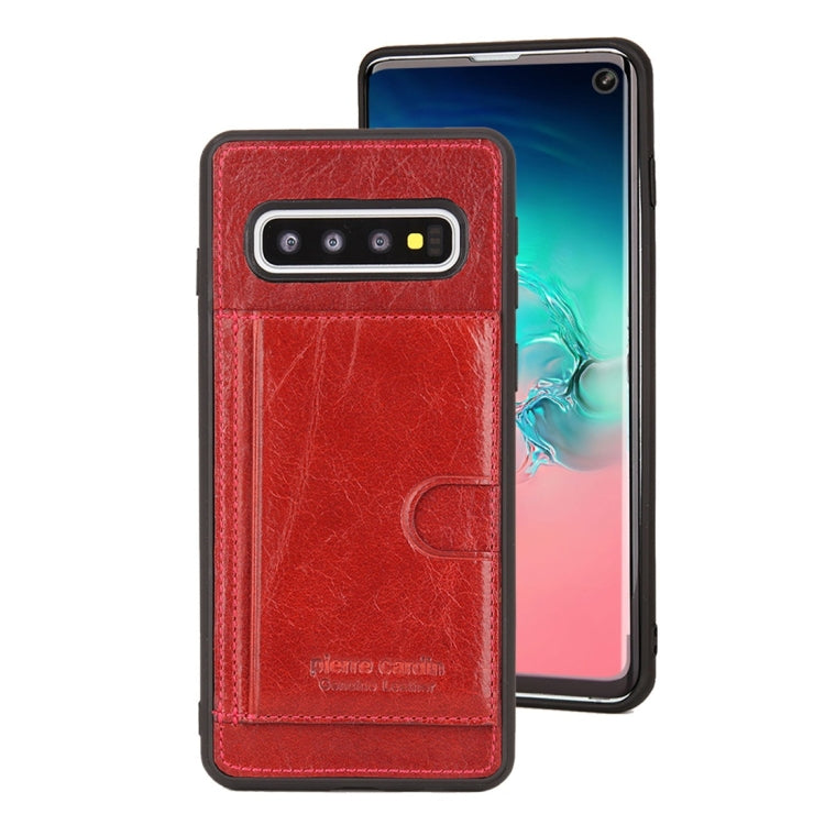 Pierre Cardin PCL-P11 Shockproof TPU + Leather Protective Case for Galaxy S10, with Holder & Card Slot