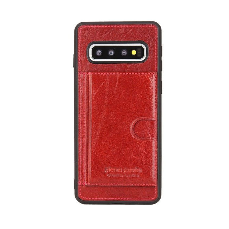 Pierre Cardin PCL-P11 Shockproof TPU + Leather Protective Case for Galaxy S10, with Holder & Card Slot