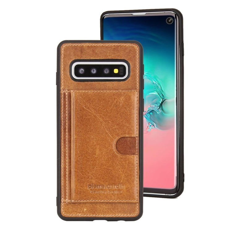 Pierre Cardin PCL-P11 Shockproof TPU + Leather Protective Case for Galaxy S10, with Holder & Card Slot