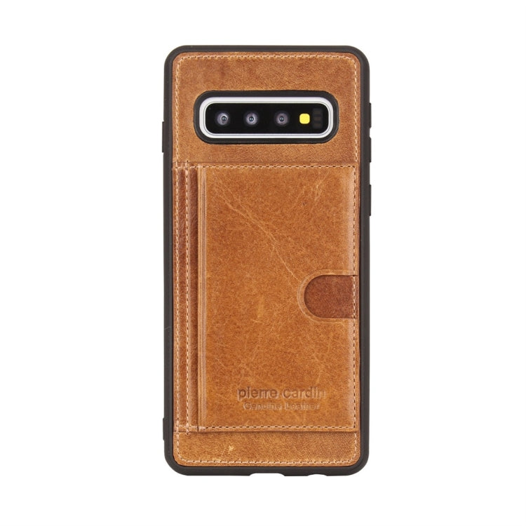 Pierre Cardin PCL-P11 Shockproof TPU + Leather Protective Case for Galaxy S10, with Holder & Card Slot