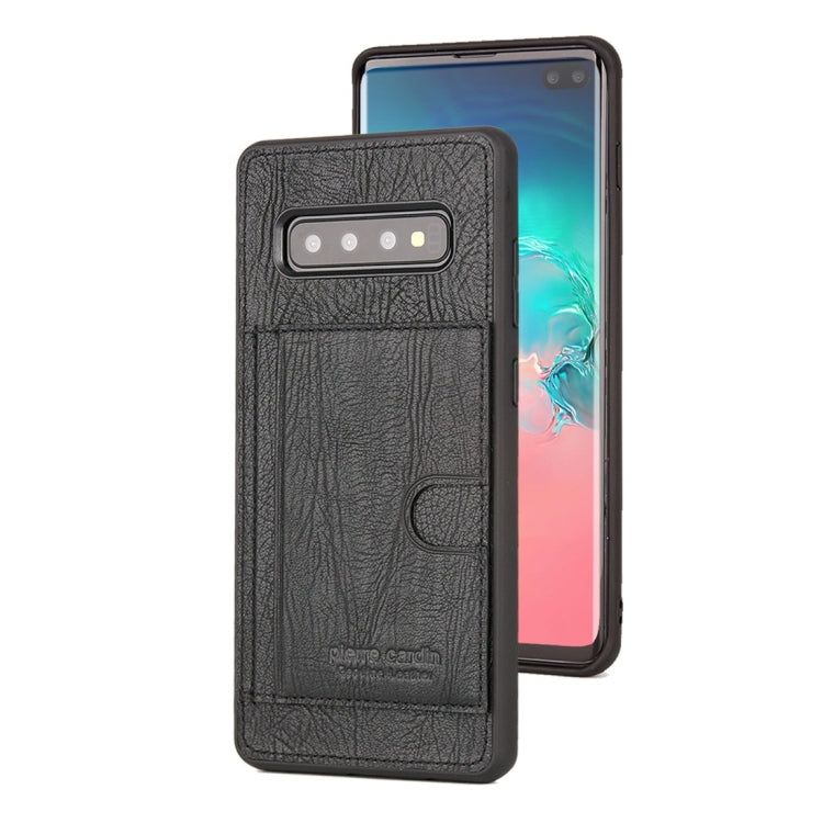Pierre Cardin PCL-P11 Shockproof TPU + Leather Protective Case for Galaxy S10 Plus, with Holder & Card Slot
