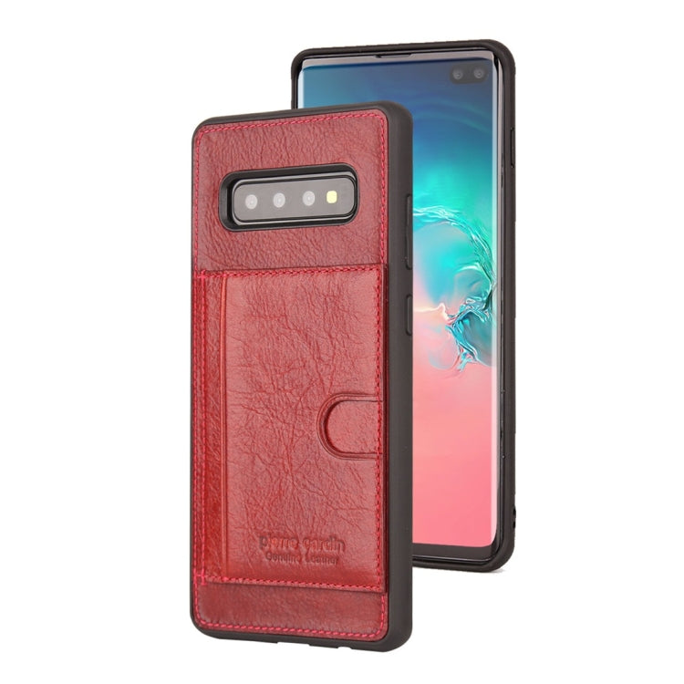 Pierre Cardin PCL-P11 Shockproof TPU + Leather Protective Case for Galaxy S10 Plus, with Holder & Card Slot