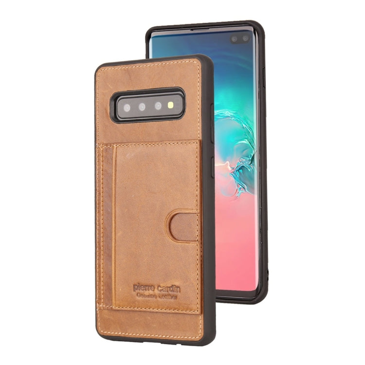 Pierre Cardin PCL-P11 Shockproof TPU + Leather Protective Case for Galaxy S10 Plus, with Holder & Card Slot
