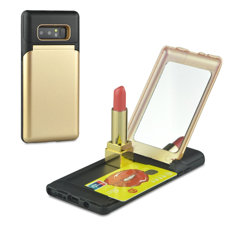 For Galaxy Note 8 Multi-functional TPU + PC Shockproof Back Case with Holder & Card Slot & Mirror