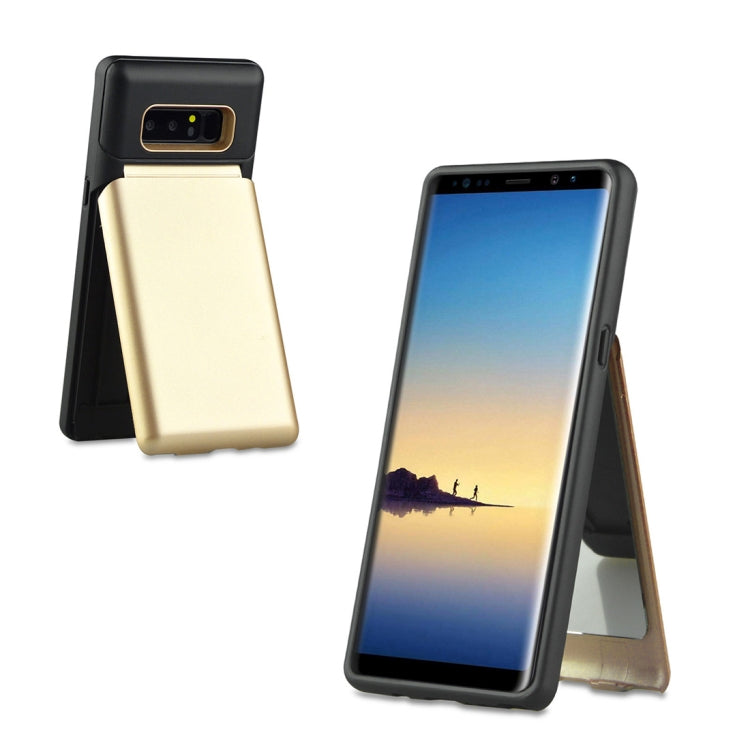 For Galaxy Note 8 Multi-functional TPU + PC Shockproof Back Case with Holder & Card Slot & Mirror