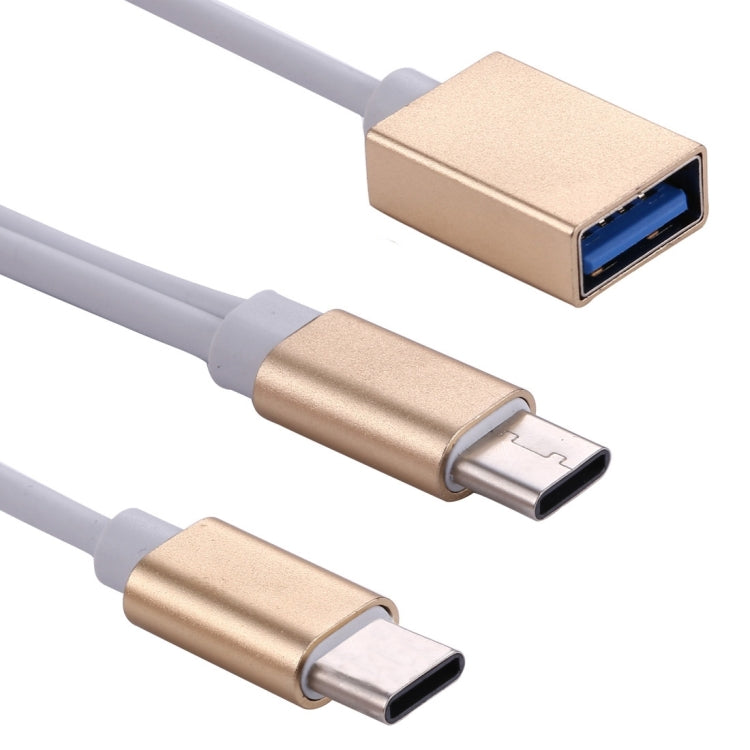 21cm Type-C Male to Type-C Male and USB 2.0 Female Data Sync Charging Cable, For Galaxy S8 & S8 + / LG G6 / Huawei P10 & P10 Plus / Oneplus 5 / Xiaomi Mi6 & Max 2 /and other Smartphones