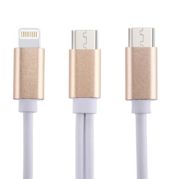 21.5cm Type-C Male to 8pin + Micro USB 2.0 Male Data Sync Charging Cable, For iPhone & iPad & iPod, Samsung, HTC, Huawei, Xiaomi, Meizu, OnePlus and other Smartphones