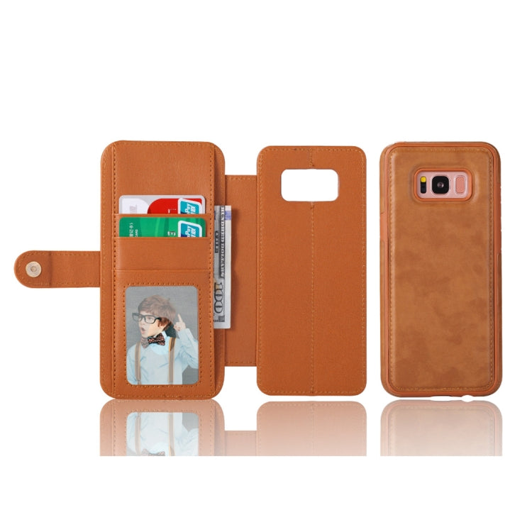 For Galaxy S8+ / G955 Detachable Retro PU Leather Texture Horizontal Flip Protective Leather Case with Card Slots & Holder & Wallet & Photo Frame