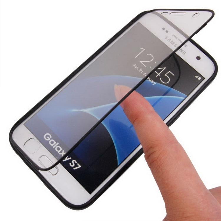 For Galaxy S7 / G930 Horizontal Flip Transparent Touch Screen PC Front Cover + TPU Back Cover Protective Case