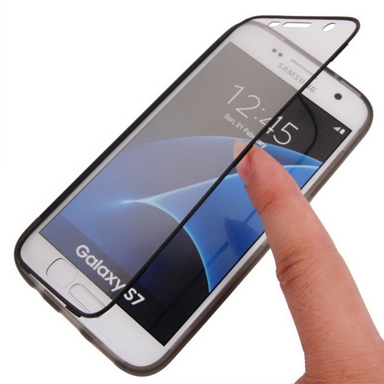 For Galaxy S7 / G930 Horizontal Flip Transparent Touch Screen PC Front Cover + TPU Back Cover Protective Case