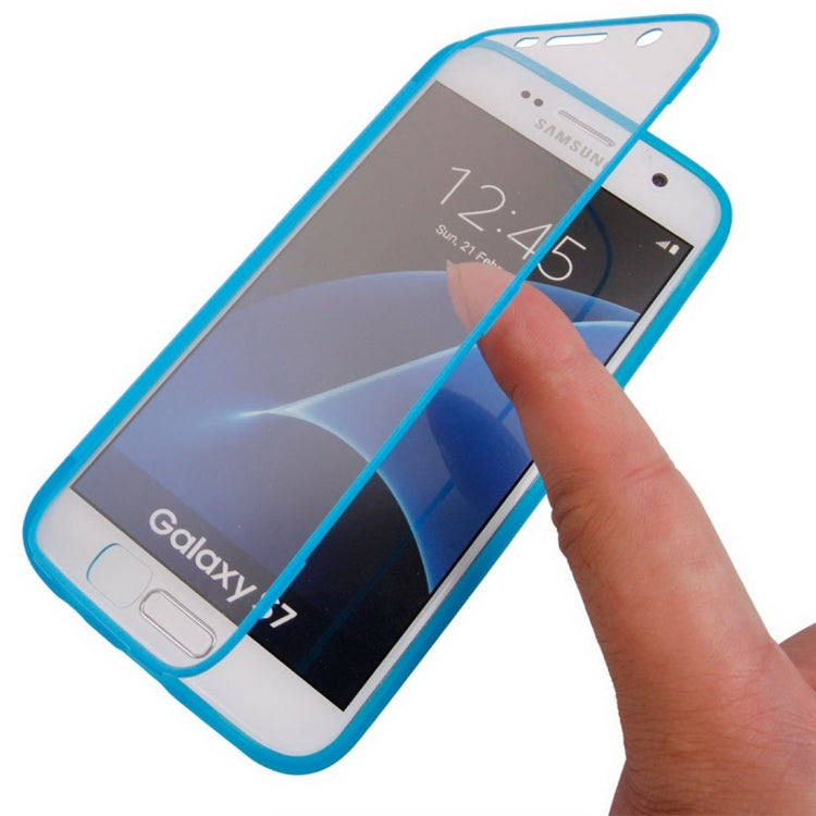 For Galaxy S7 / G930 Horizontal Flip Transparent Touch Screen PC Front Cover + TPU Back Cover Protective Case