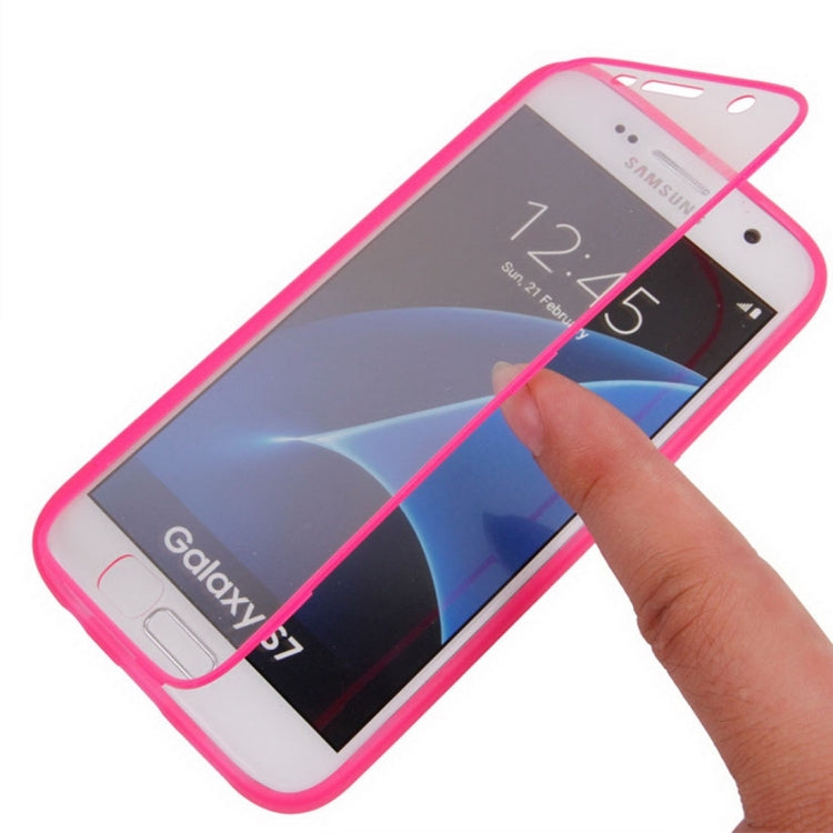 For Galaxy S7 / G930 Horizontal Flip Transparent Touch Screen PC Front Cover + TPU Back Cover Protective Case