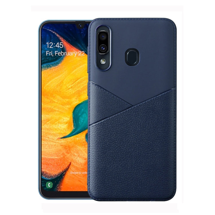 Ultra-thin Shockproof Soft TPU + Leather Case for Galaxy A60 (Blue)