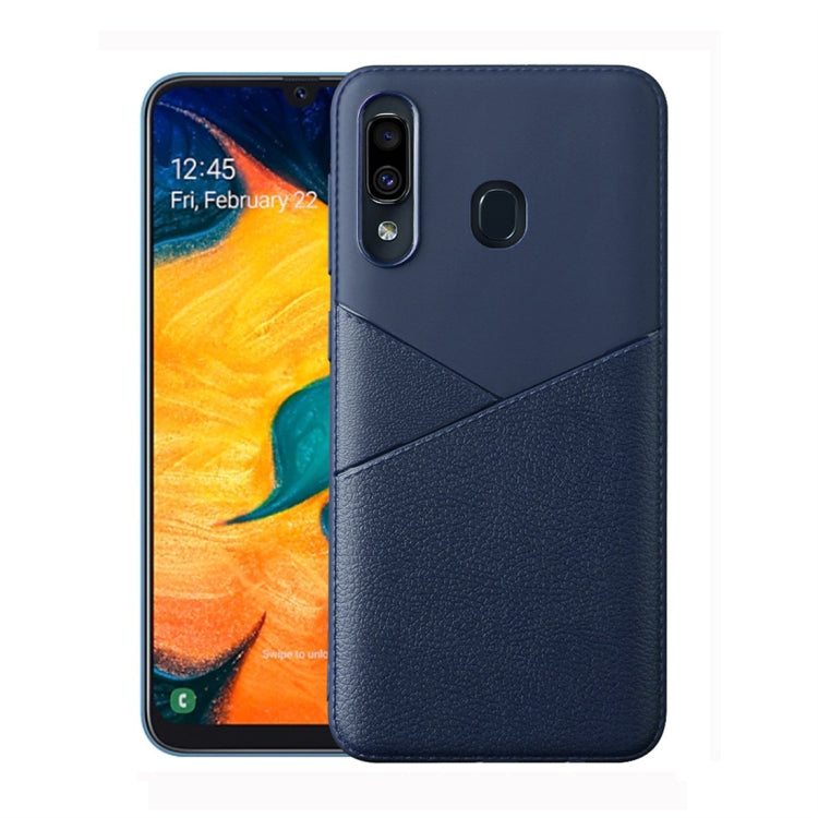 Ultra-thin Shockproof Soft TPU + Leather Case for Galaxy A30 (Blue)