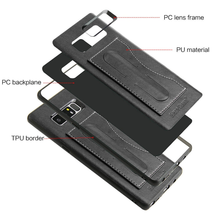 Fierre Shann For Galaxy Note 8 Full Coverage Protective Leather Case with Holder & Card Slot