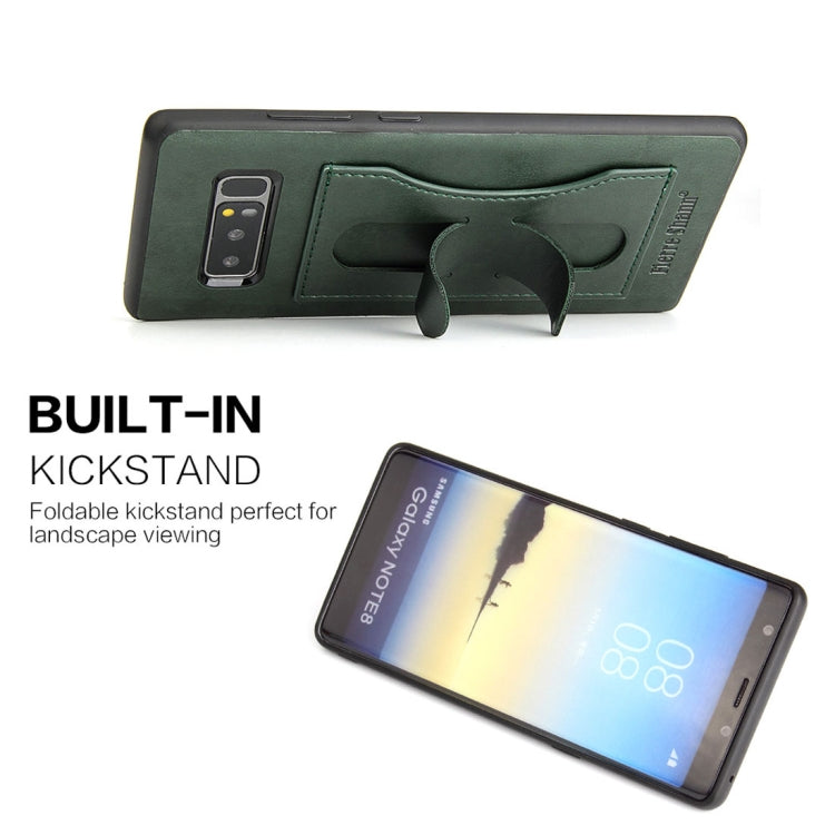 Fierre Shann For Galaxy Note 8 Full Coverage Protective Leather Case with Holder & Card Slot