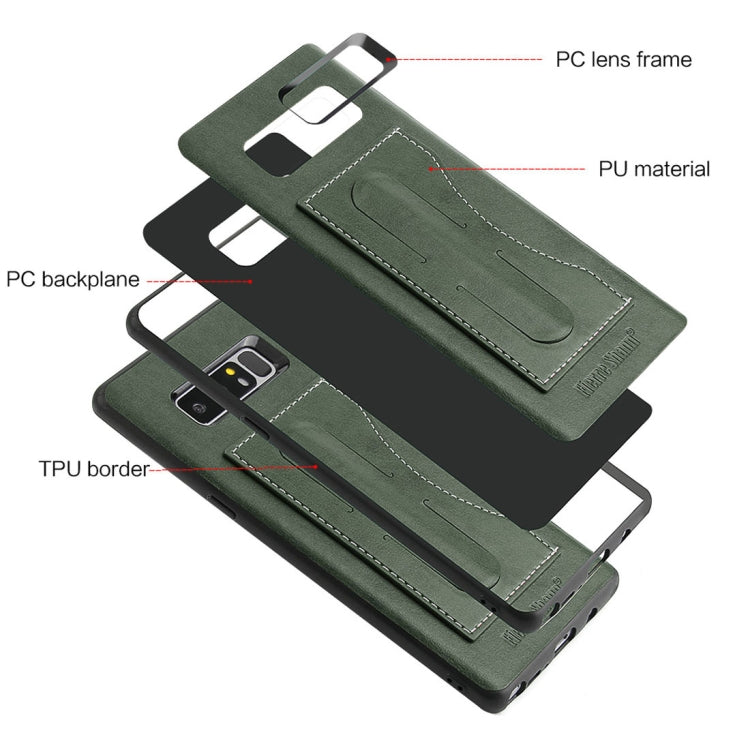 Fierre Shann For Galaxy Note 8 Full Coverage Protective Leather Case with Holder & Card Slot