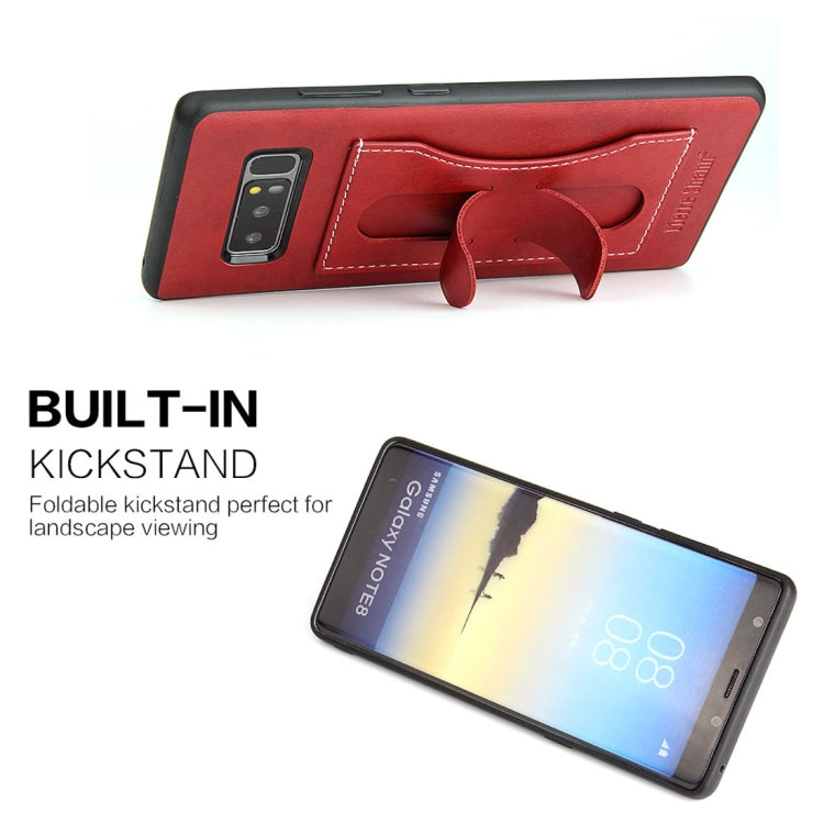 Fierre Shann For Galaxy Note 8 Full Coverage Protective Leather Case with Holder & Card Slot