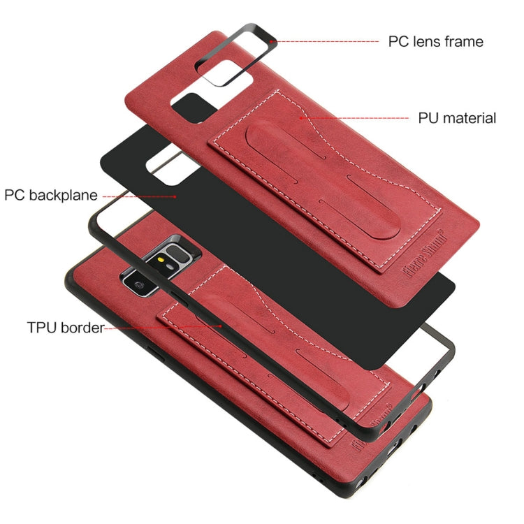 Fierre Shann For Galaxy Note 8 Full Coverage Protective Leather Case with Holder & Card Slot