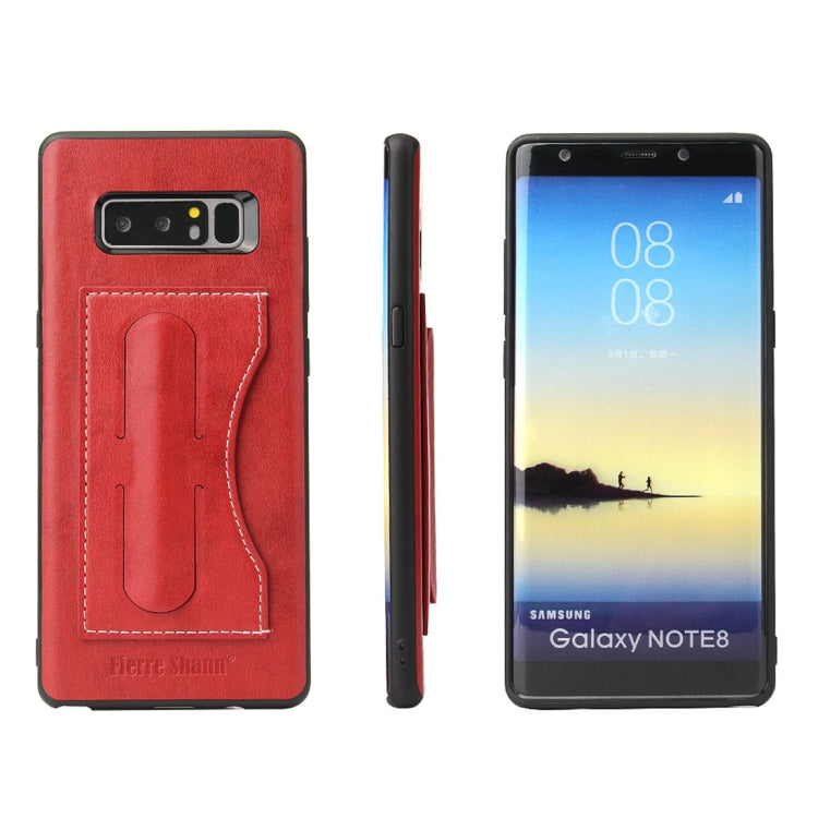Fierre Shann For Galaxy Note 8 Full Coverage Protective Leather Case with Holder & Card Slot