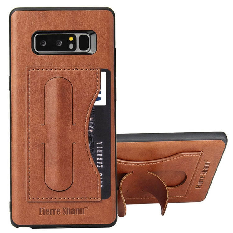 Fierre Shann For Galaxy Note 8 Full Coverage Protective Leather Case with Holder & Card Slot