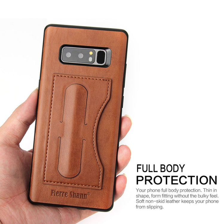 Fierre Shann For Galaxy Note 8 Full Coverage Protective Leather Case with Holder & Card Slot
