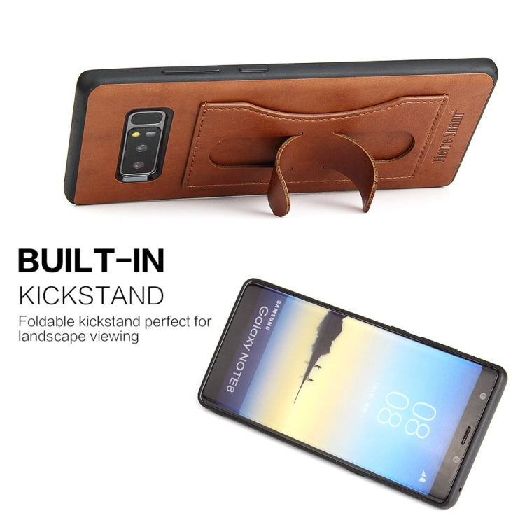 Fierre Shann For Galaxy Note 8 Full Coverage Protective Leather Case with Holder & Card Slot