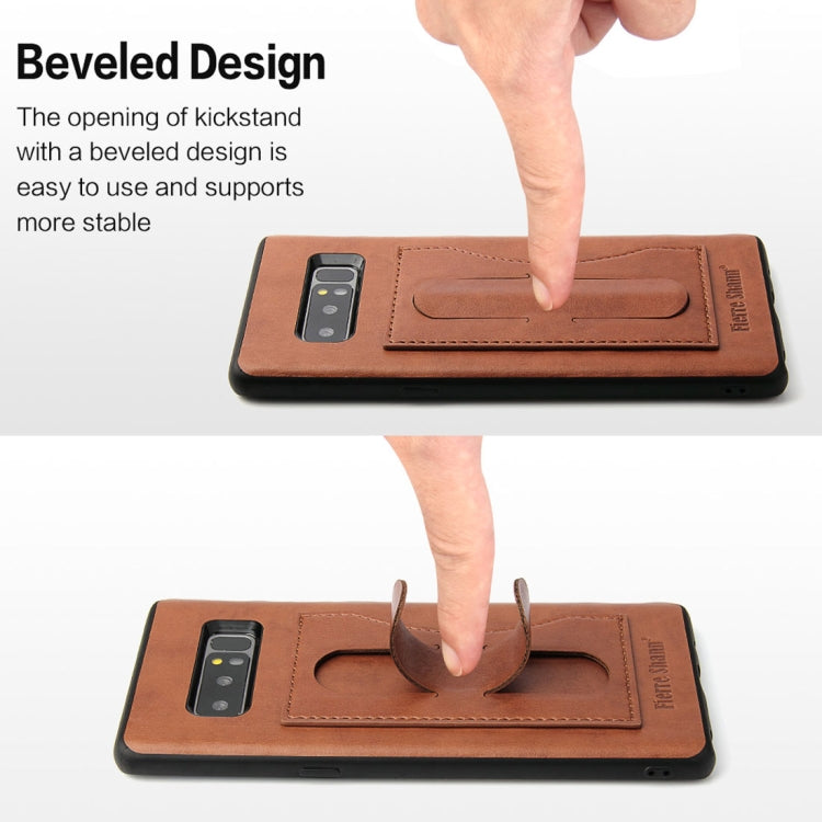 Fierre Shann For Galaxy Note 8 Full Coverage Protective Leather Case with Holder & Card Slot