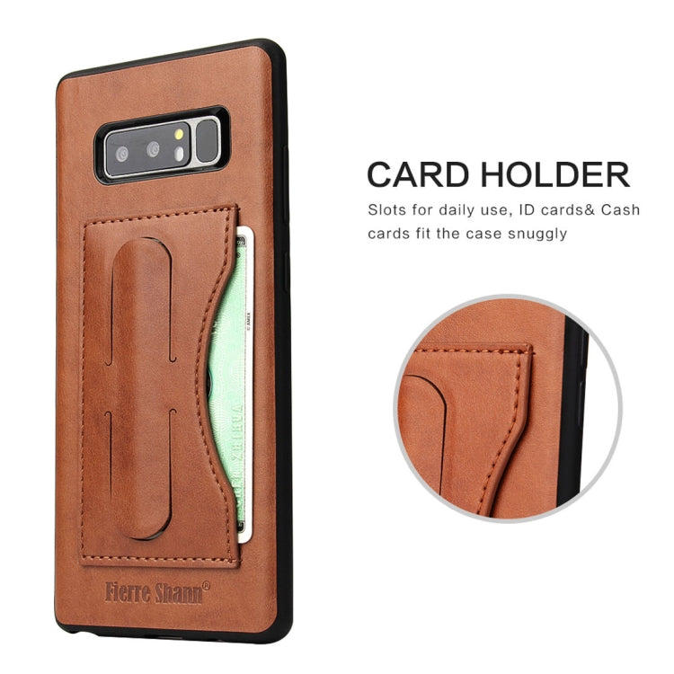 Fierre Shann For Galaxy Note 8 Full Coverage Protective Leather Case with Holder & Card Slot
