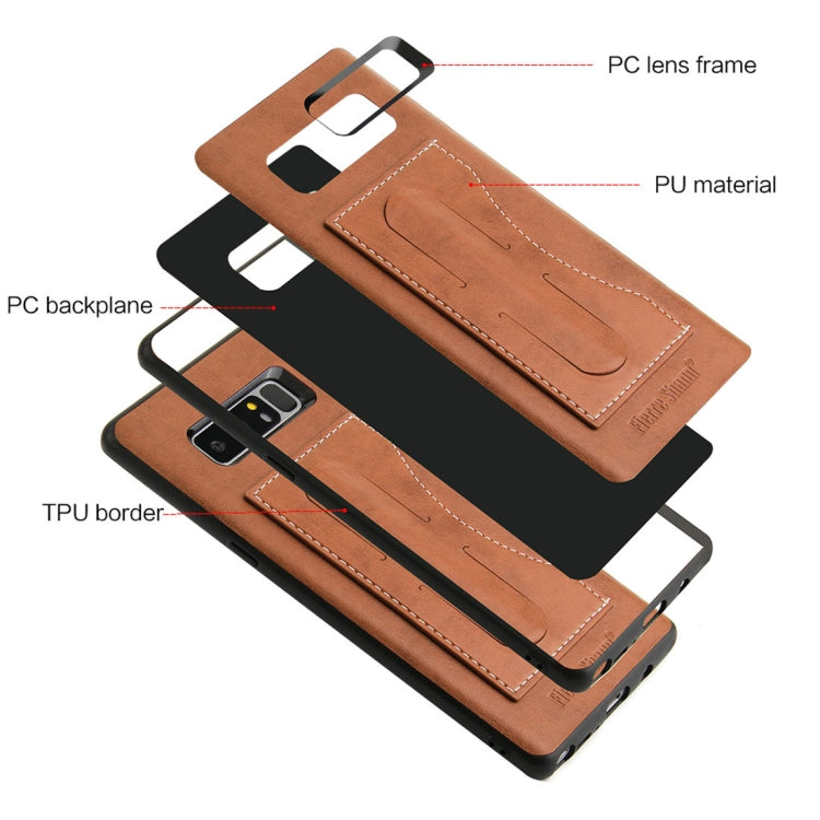 Fierre Shann For Galaxy Note 8 Full Coverage Protective Leather Case with Holder & Card Slot
