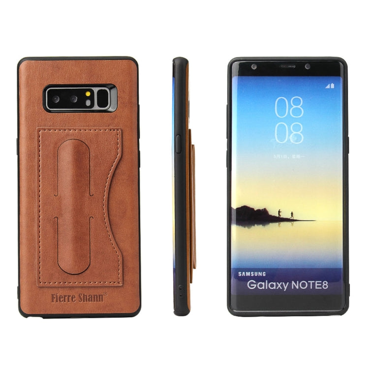 Fierre Shann For Galaxy Note 8 Full Coverage Protective Leather Case with Holder & Card Slot