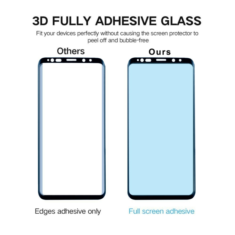 For Galaxy S9+ 0.33mm 9H Surface Hardness 3D Curved Edge Anti-scratch Full Screen HD Full Glue Glass Screen Protector(Black)