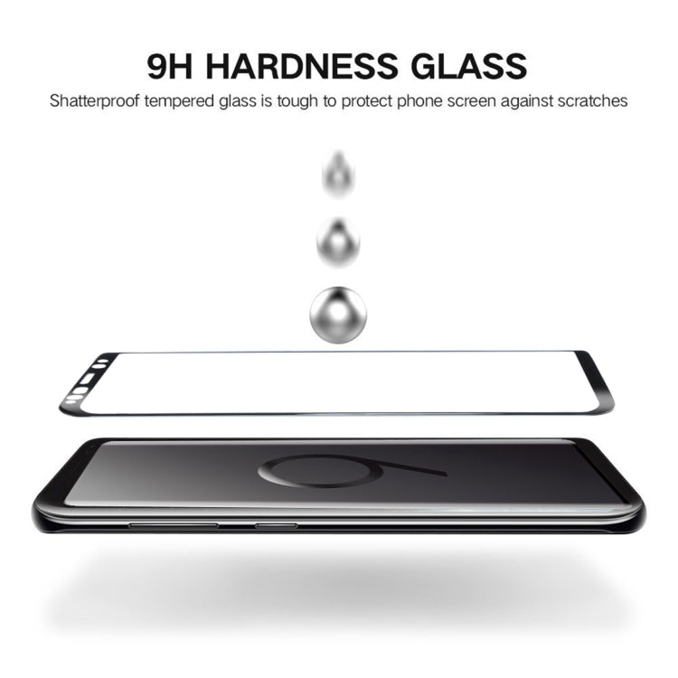 For Galaxy S9+ 0.33mm 9H Surface Hardness 3D Curved Edge Anti-scratch Full Screen HD Full Glue Glass Screen Protector(Black)