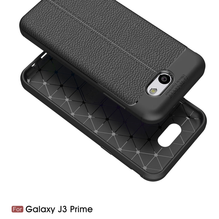 For Galaxy J3 Prime Litchi Texture TPU Protective Back Cover Case