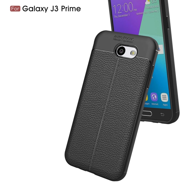 For Galaxy J3 Prime Litchi Texture TPU Protective Back Cover Case