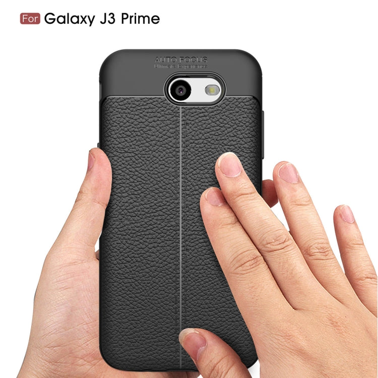 For Galaxy J3 Prime Litchi Texture TPU Protective Back Cover Case