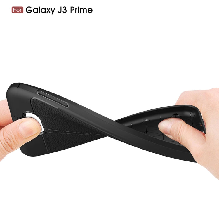 For Galaxy J3 Prime Litchi Texture TPU Protective Back Cover Case