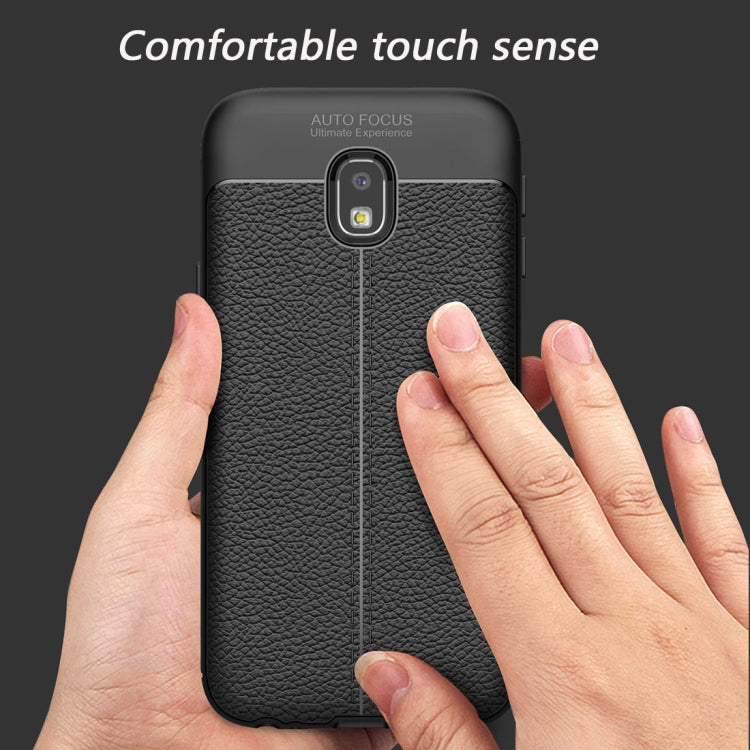 For Galaxy J3 (2017) (EU Version) Litchi Texture TPU Protective Back Cover Case